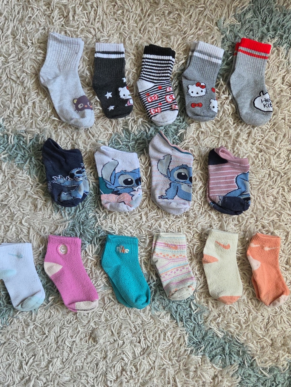 Bundle Lot Of Hello Kitty Disney Stitch And Nike Toddler Socks